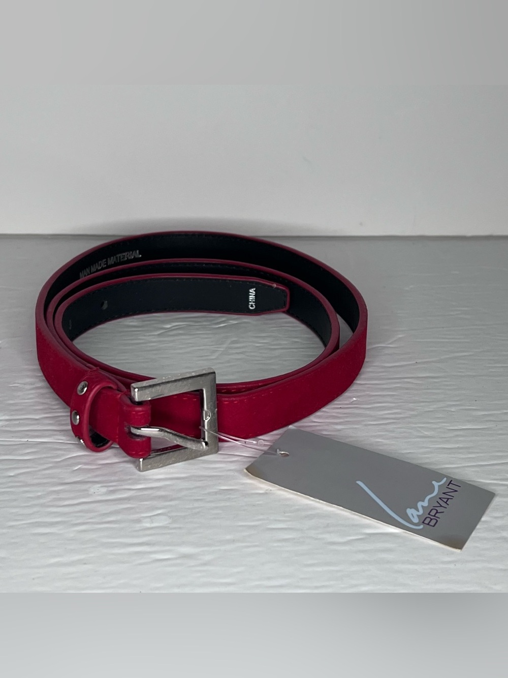 VTG NWT Lane Bryant Faux Suede Thin Red Belt Size 14/16 Studded
